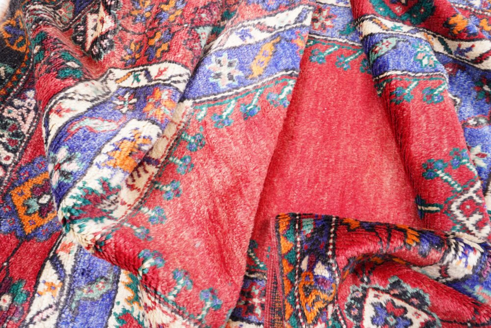 Hand-Knotted Konya Vintage Rug – Red & Purple Wool Oriental Area Rug | Rugs1