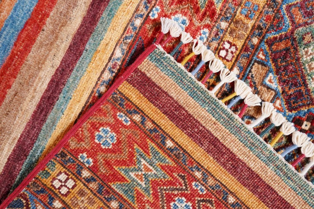 Rainbow Striped Afghan Rug