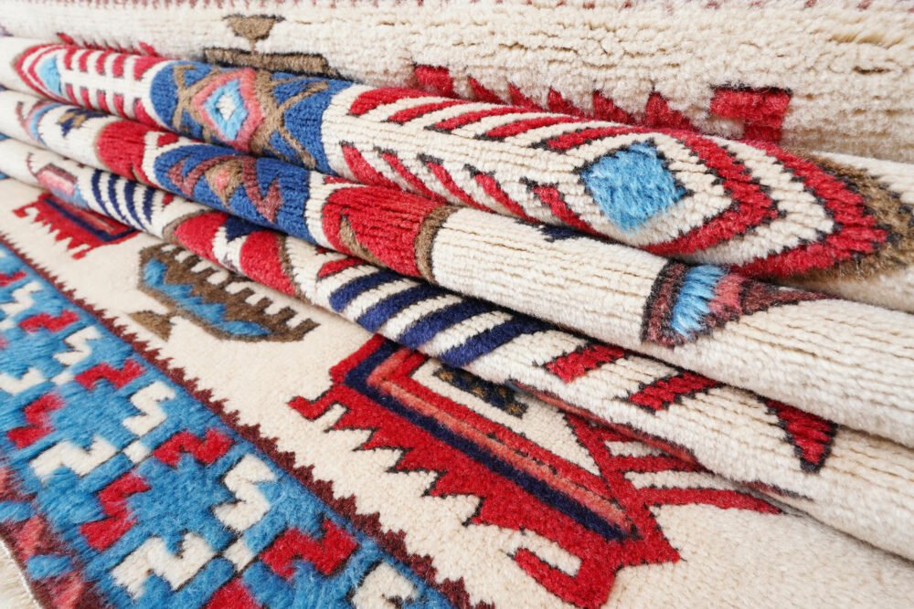 Hand-Knotted Kars Turkish Rug – Red & Blue Wool Oriental Area Rug | Rugs1