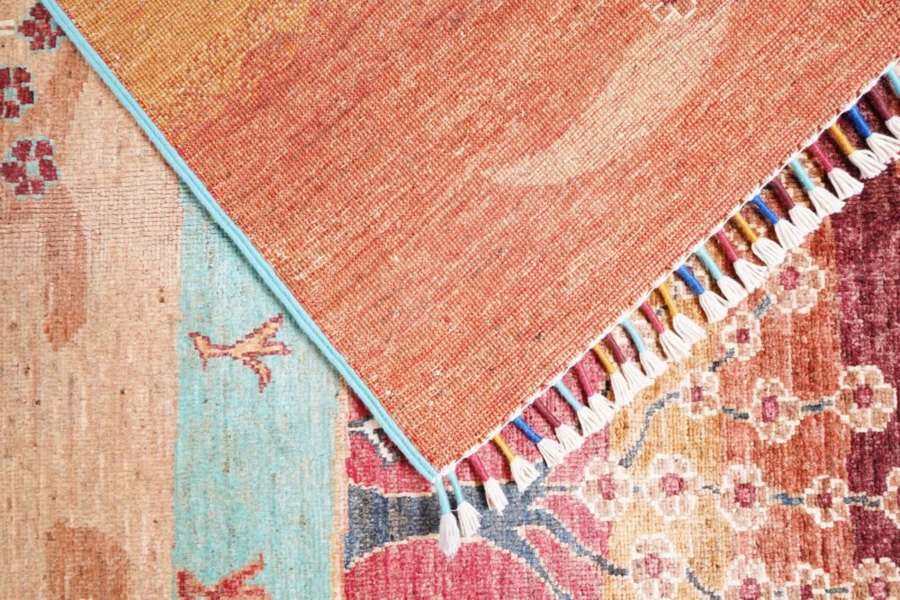 Red Orange Botanical Rug