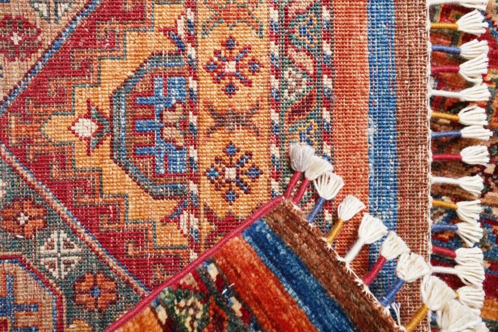 Rainbow Striped Afghan Rug