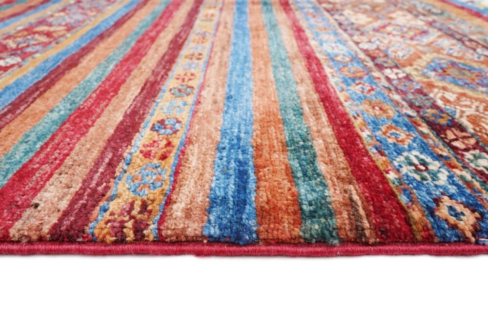 Striped Orange Blue Afghan Rug