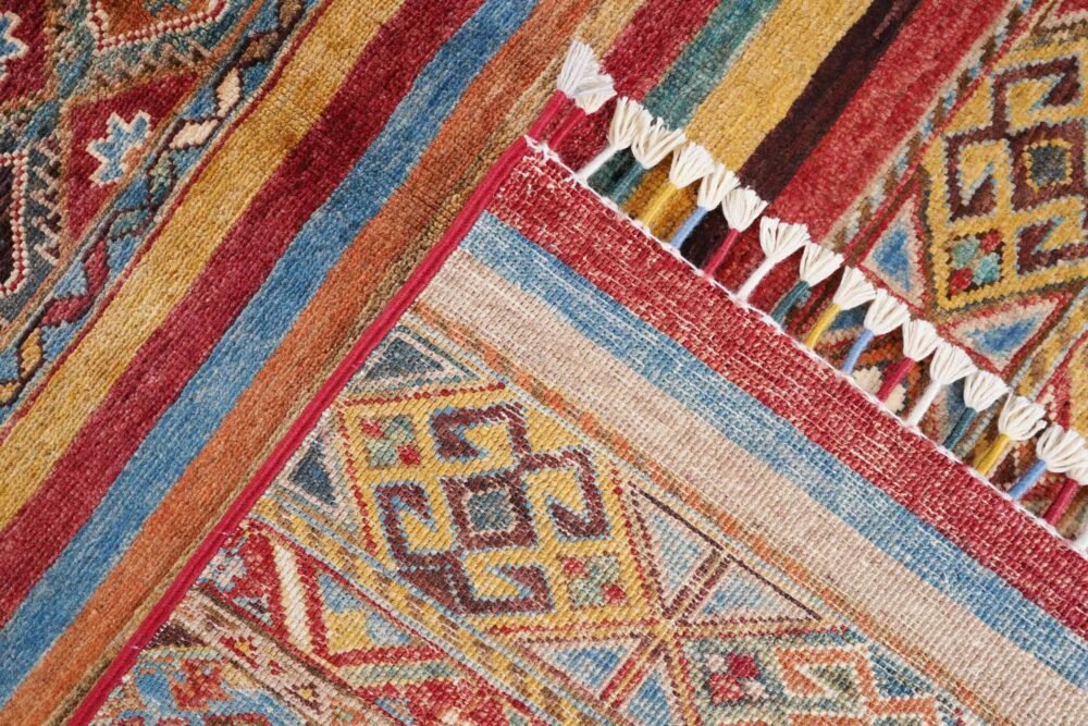 Rainbow Striped Afghan Rug