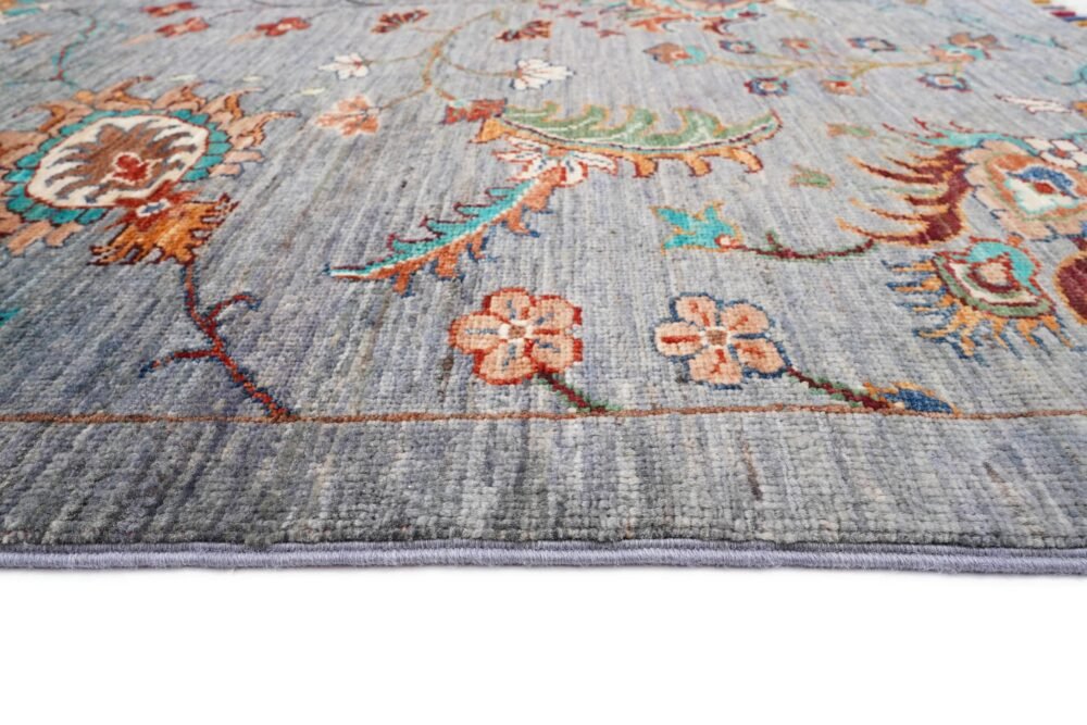 Grey Orange Afghan Rug