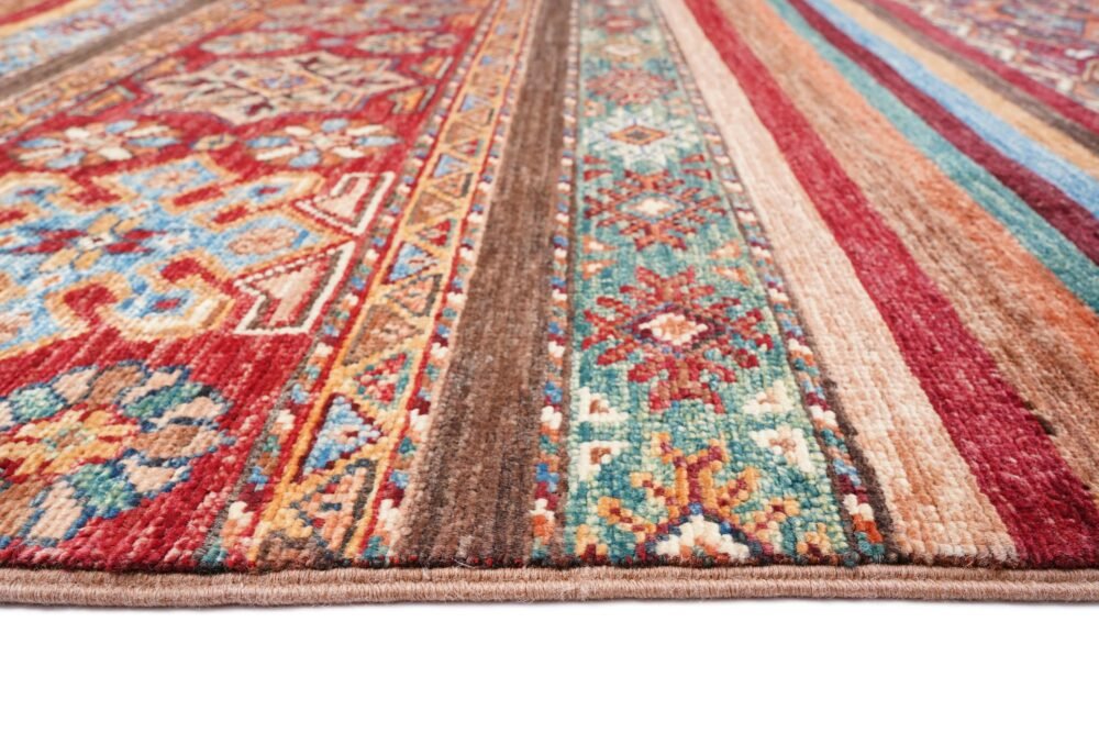 Rainbow Striped Afghan Rug