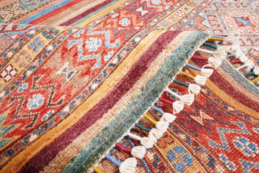Rainbow Striped Afghan Rug