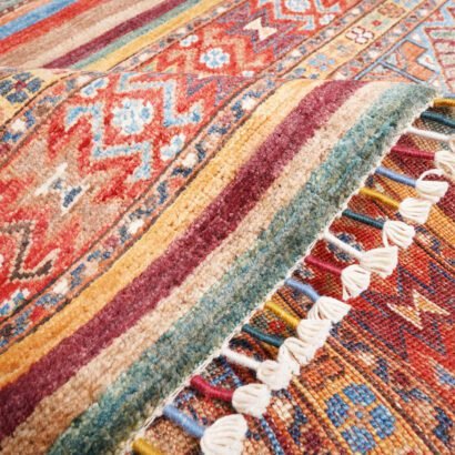 Rainbow Striped Afghan Rug
