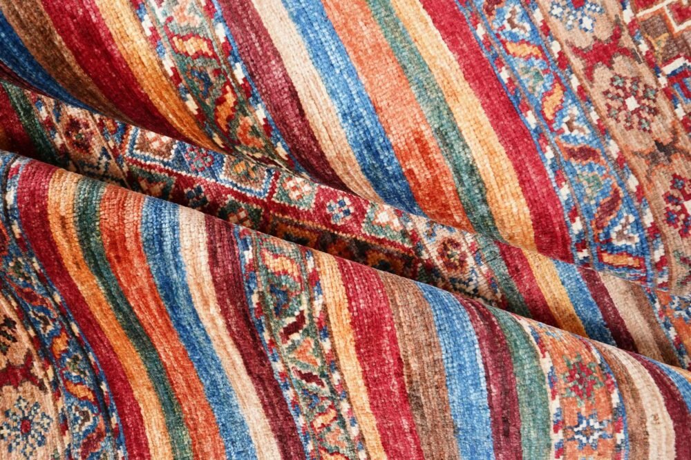 Rainbow Striped Afghan Rug