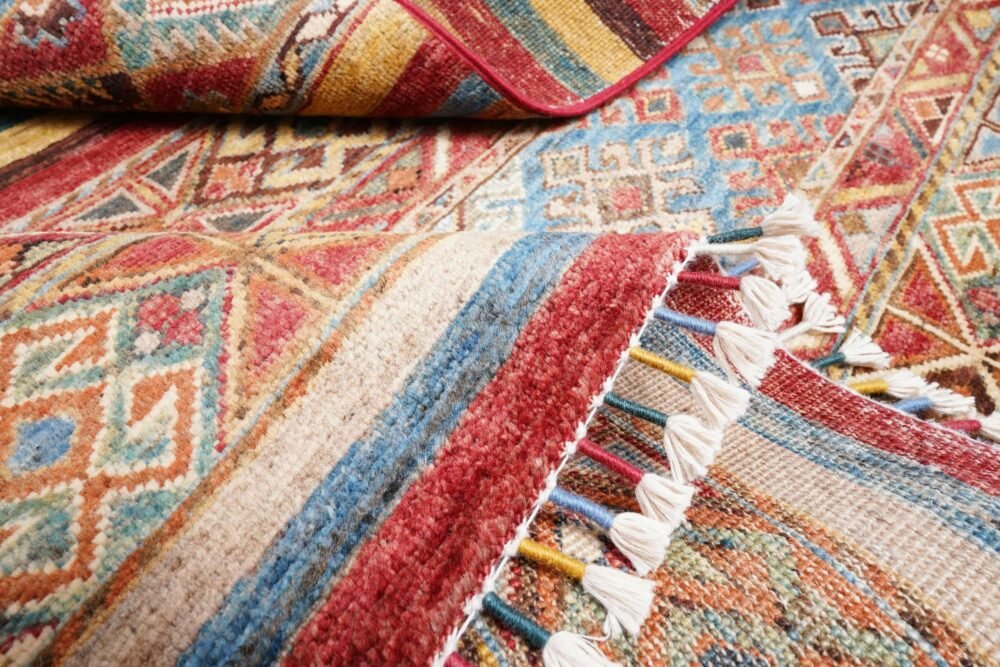 Rainbow Striped Afghan Rug