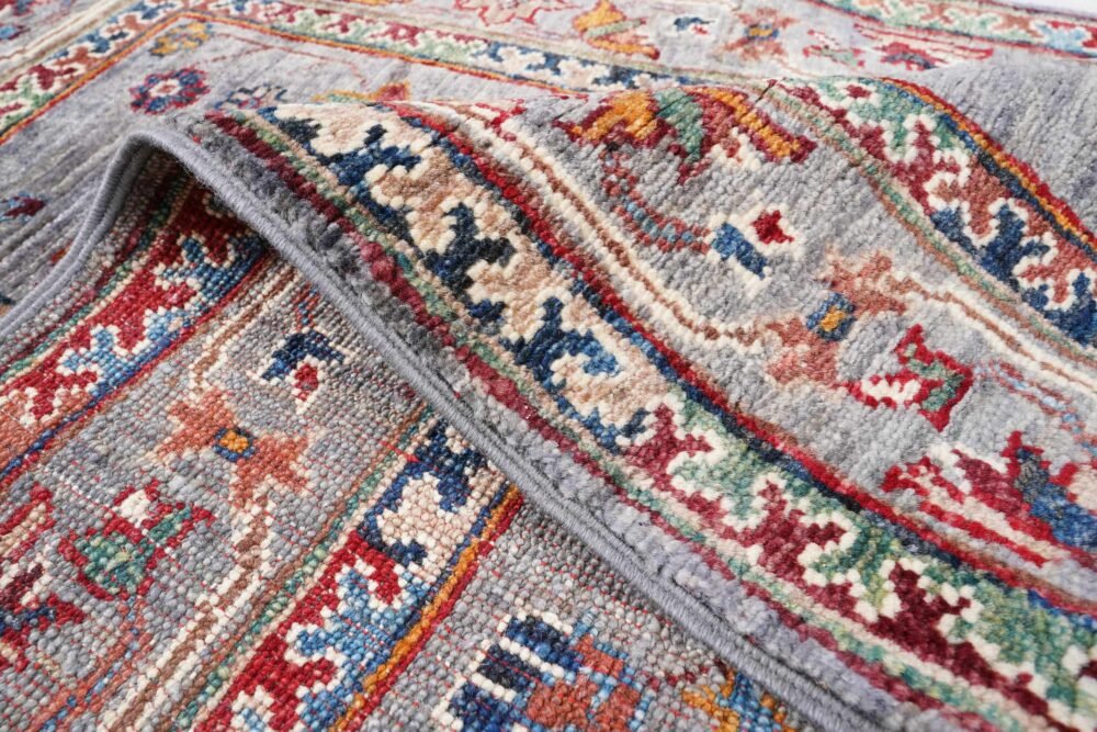 Small Afghan Sultani Rug – Hand-Knotted Grey & Orange Oriental Wool Rug | Rugs1
