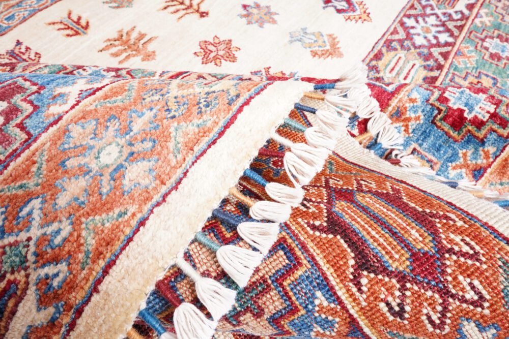 Beige Orange Afghan Rug