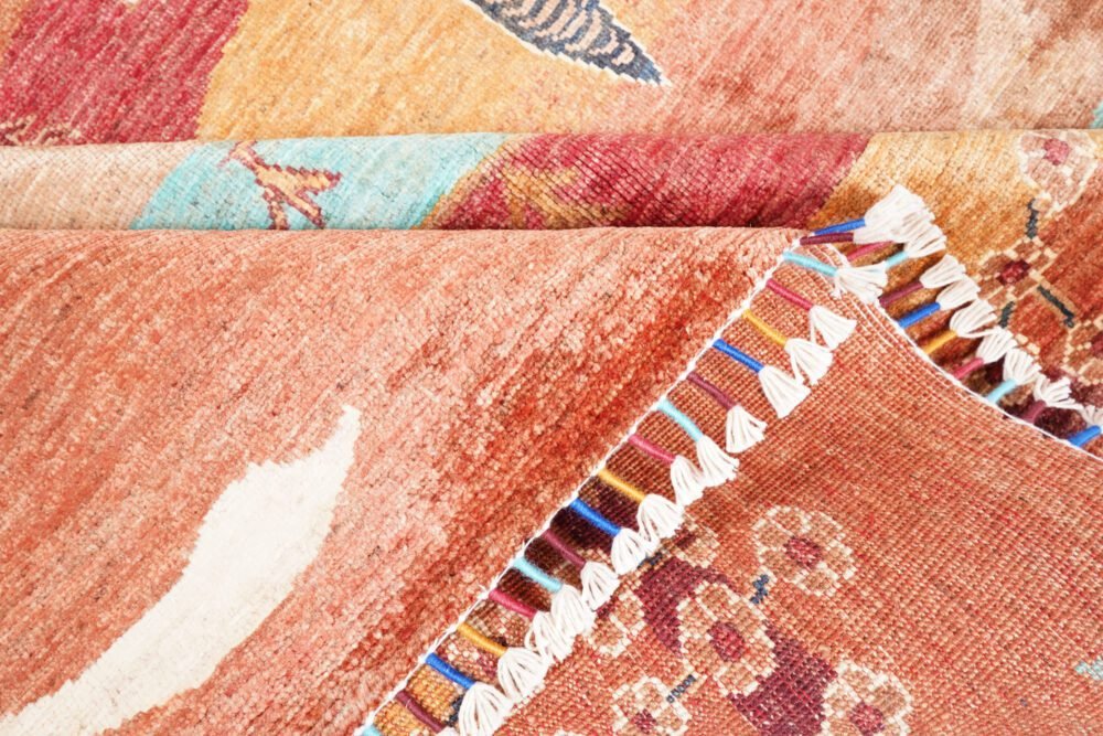 Red Orange Botanical Rug