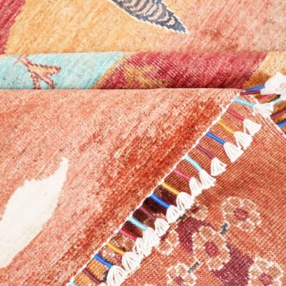 Red Orange Botanical Rug