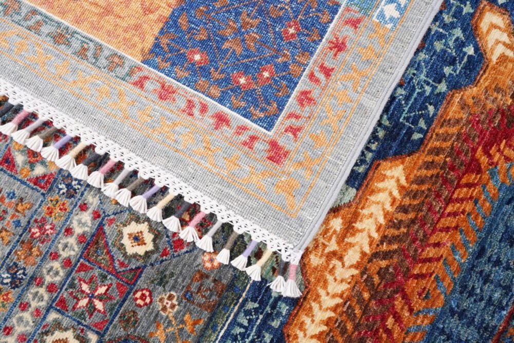 Blue Orange Turkish Rug