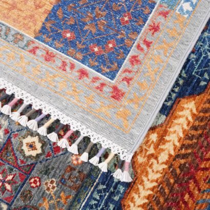 Blue Orange Turkish Rug