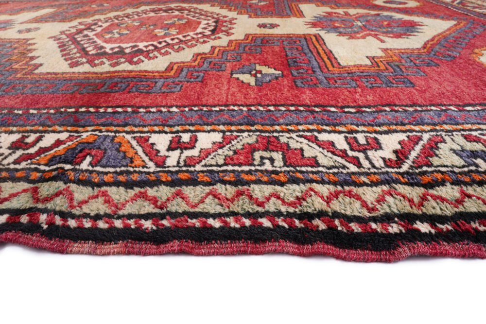 Hand-Knotted Kafkas Rug – Red & Grey Wool Oriental Vintage Area Rug | Rugs1