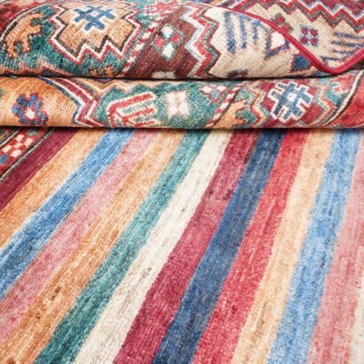 Striped Rainbow Wool Rug