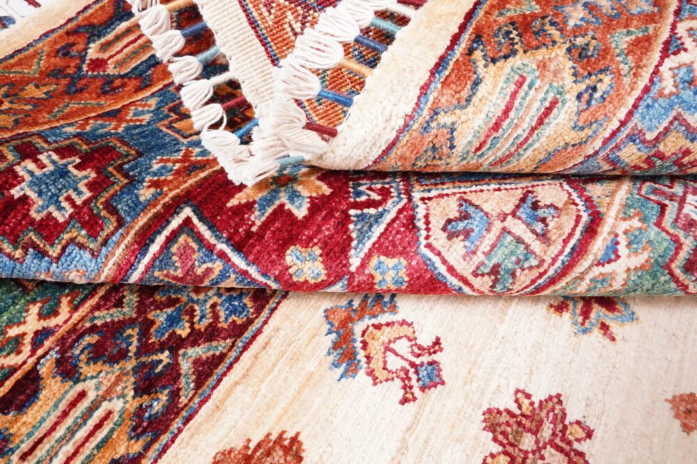 Beige Orange Afghan Rug