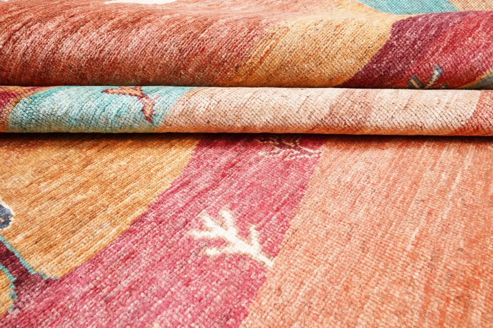 Red Orange Botanical Rug