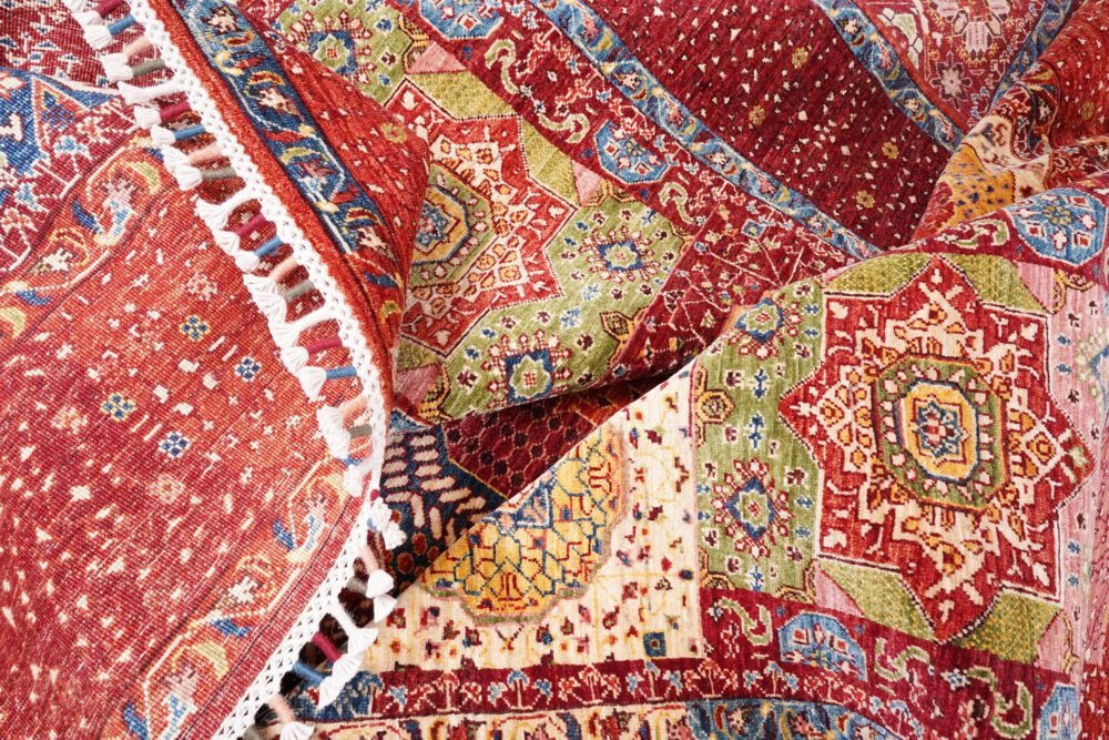 Red Blue Afghan Memluk Rug