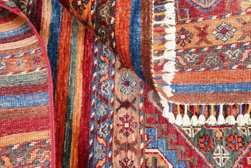 Rainbow Striped Afghan Rug