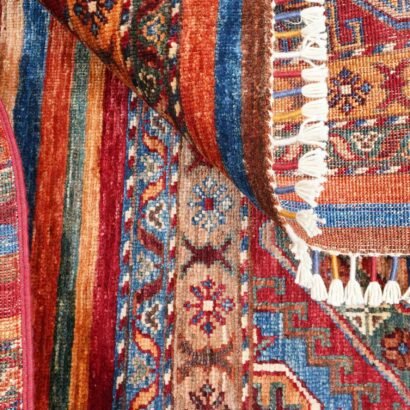 Rainbow Striped Afghan Rug