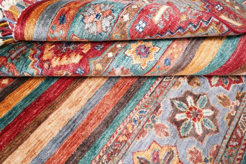 Red Orange Striped Rug