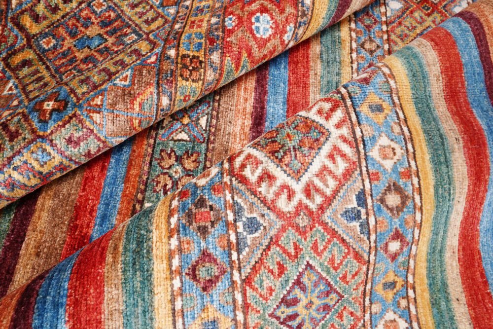 Rainbow Striped Afghan Rug