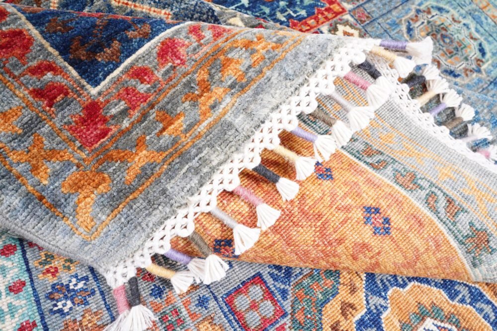 Blue Orange Turkish Rug
