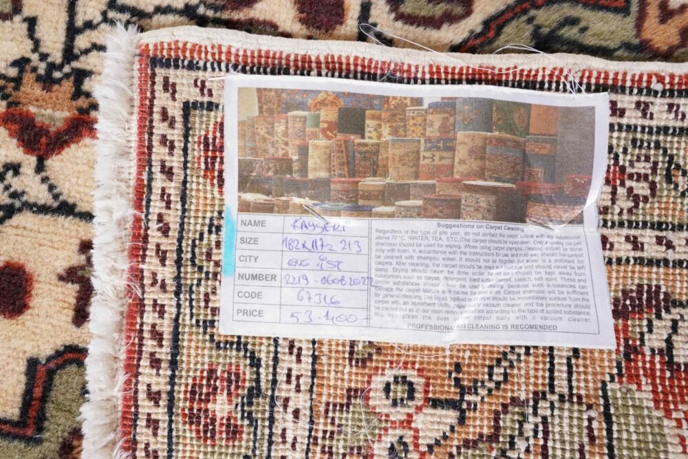 Hand-Knotted Kayseri Oriental Afghan Rug – Orange & Beige Wool Area Rug | Rugs1