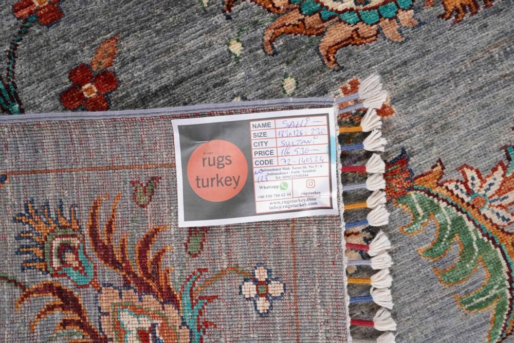 Grey Orange Afghan Rug