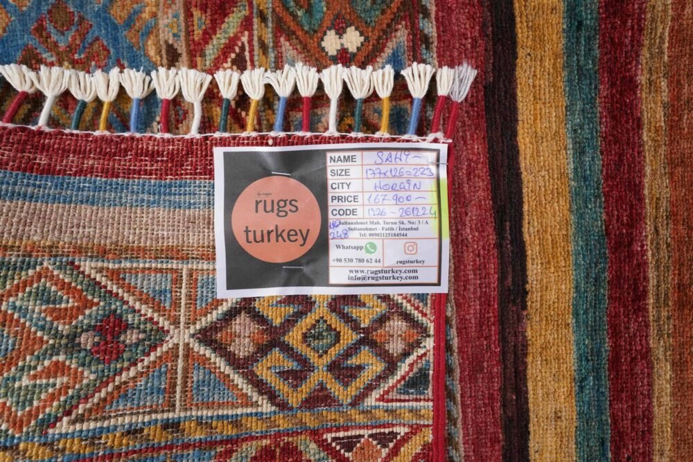 Rainbow Striped Afghan Rug